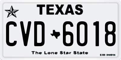 TX license plate CVD6018