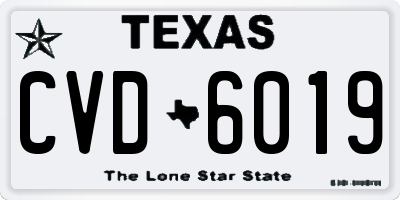 TX license plate CVD6019