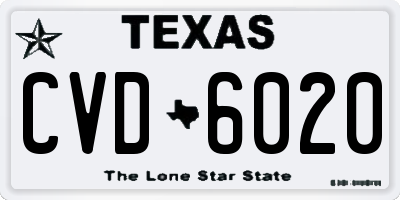 TX license plate CVD6020