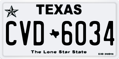 TX license plate CVD6034