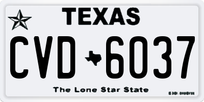 TX license plate CVD6037