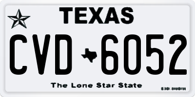 TX license plate CVD6052