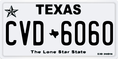 TX license plate CVD6060