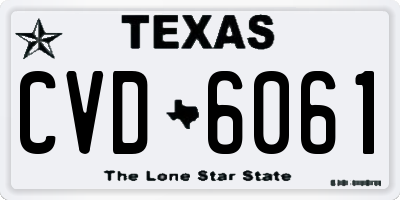 TX license plate CVD6061