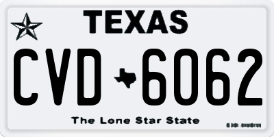 TX license plate CVD6062