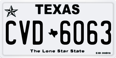 TX license plate CVD6063