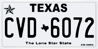 TX license plate CVD6072