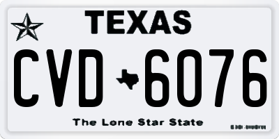 TX license plate CVD6076
