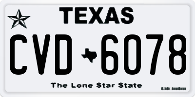 TX license plate CVD6078