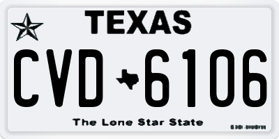 TX license plate CVD6106
