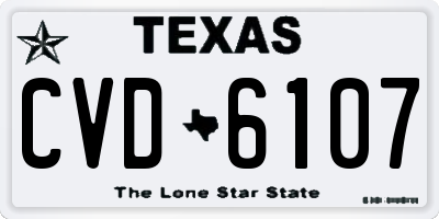 TX license plate CVD6107