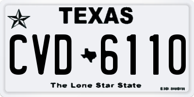 TX license plate CVD6110