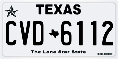 TX license plate CVD6112