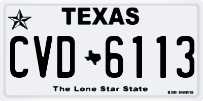 TX license plate CVD6113