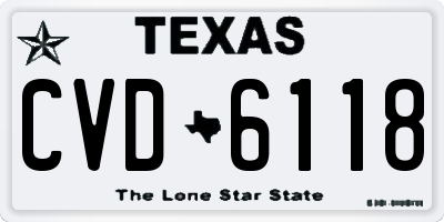 TX license plate CVD6118