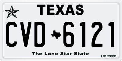 TX license plate CVD6121