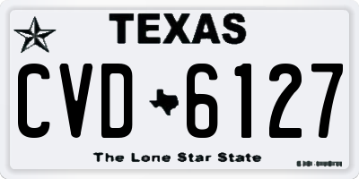 TX license plate CVD6127