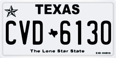 TX license plate CVD6130