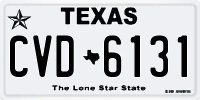 TX license plate CVD6131