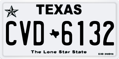 TX license plate CVD6132