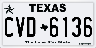 TX license plate CVD6136
