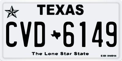 TX license plate CVD6149