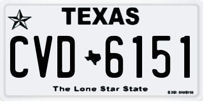 TX license plate CVD6151