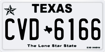 TX license plate CVD6166