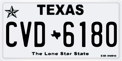 TX license plate CVD6180
