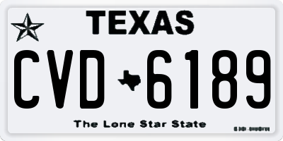 TX license plate CVD6189
