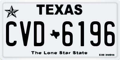 TX license plate CVD6196