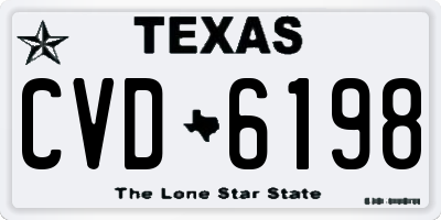 TX license plate CVD6198