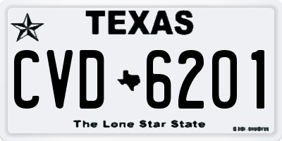 TX license plate CVD6201
