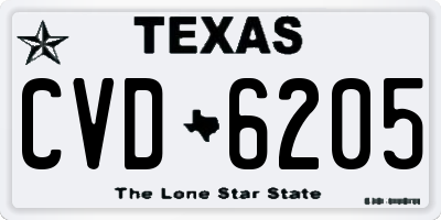 TX license plate CVD6205