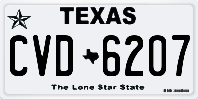 TX license plate CVD6207