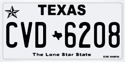 TX license plate CVD6208