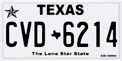 TX license plate CVD6214
