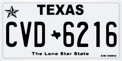 TX license plate CVD6216