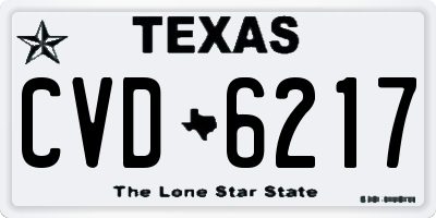 TX license plate CVD6217