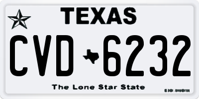 TX license plate CVD6232