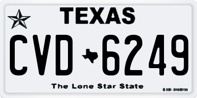TX license plate CVD6249