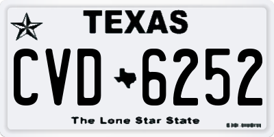 TX license plate CVD6252