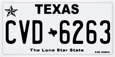 TX license plate CVD6263