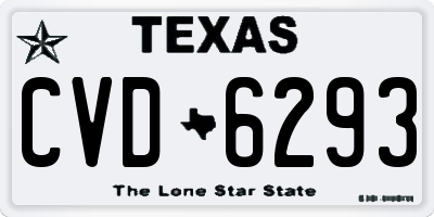 TX license plate CVD6293