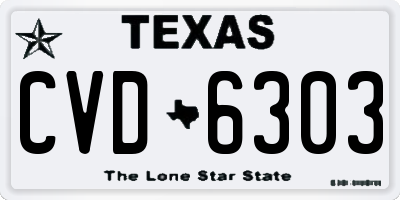 TX license plate CVD6303