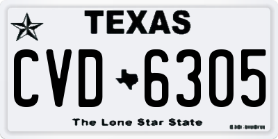 TX license plate CVD6305