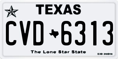 TX license plate CVD6313