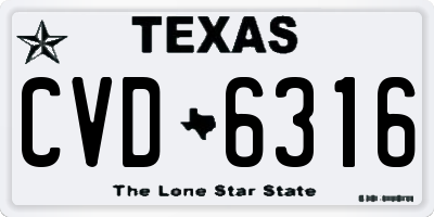 TX license plate CVD6316