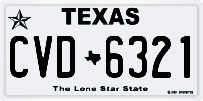 TX license plate CVD6321