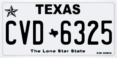 TX license plate CVD6325